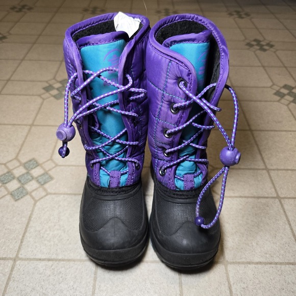Kamik Winter Boots Size 9 Pull On Purple Snow Waterproof Girls Faux Fur Kids - Picture 1 of 10